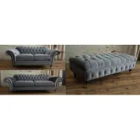 AEA 3+2 + Hocker Chesterfield Textil Stoff Sofagarnitur Polster Couchen Sofas Design