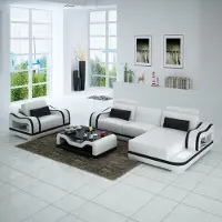 AEA Canapé en cuir Canapé d'angle + fauteuil d'angle Canapé moderne G8030E