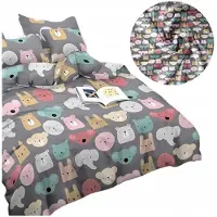 Cotton World Coton world Ensemble de Parure de Lit 3D 140x200 Animaux Satin Coton