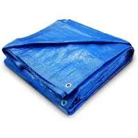 Merkloos Bâche légère de 2,4m x 3,0m - Imperméable - Tapis de sol - Polyvalente - Oeillets - Couleur bleue - Grammage : 80 g/m² - Bâche de protection