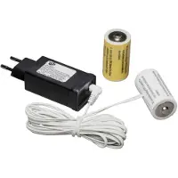 Konstsmide 5172-000 Adaptateur secteur pour articles à piles avec 2 piles C 1,5V, 3V, câble blanc