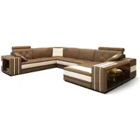 AEA Wohnlandschaft Ecksofa Ledersofa Sofa Couch Polster Sitz Eck Garnitur DonbassB