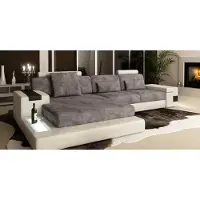 AEA Ecksofa mit USB Polster Wohnlandschaft Garnitur Ecke Sofa Grau Weiß