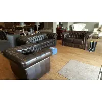 AEA Chesterfield Sofagarnitur Ledersofa Sofa Couch Polster 100% Echtes Leder 3+2+1