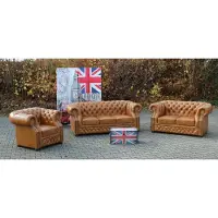 AEA Chesterfield 3+2+1 Echtleder Sofagarnitur Vintage Oxford Sofa Couch Polster Sitz