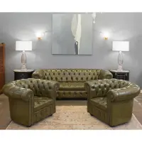 AEA Chesterfield Leder Design Luxus Sofagarnitur Couch Sofa Polster 3+1+1 Sitzer