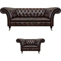AEA Salon Set 2pcs Canapé trois places Chesterfield Fauteuil Nouveau Meuble rembourré
