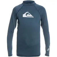 Quiksilver All Time - T-shirt manches longues de protection solaire (rashguard) avec protection UPF 50 pour garçons, de 8 à 16 ans, couleur noire