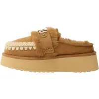 Mou pour femme. MU.FW681006A Sabots en cuir avec logo sur la lanière marron (41), 3 à 5 cm, Aucun, Casuel