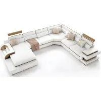 AEA Ledersofa Sofa Couch Polster Ecksofa Wohnlandschaft Eck Garnitur Brugg W/B