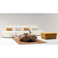 AEA Modulares Sektionssofa Ecksofa L-Form Medern Counch Hocker Beige Stoff