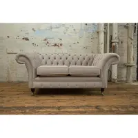 AEA Chesterfield Sofa 2 Sitzer Polster Designer Couchen Sofas Garnitur Beige Samt
