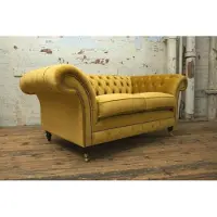 AEA Canapé deux places rembourré Canapé design 2 places Canapés chambre Chesterfield jaune