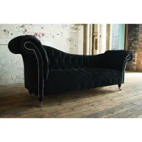 AEA Chesterfield Canapé 3 places rembourré Design Canapé 3 places Chambre Noir