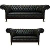 AEA Sofagarnitur Couch Polster Chesterfield Design Komplett Sofas Ledersofa