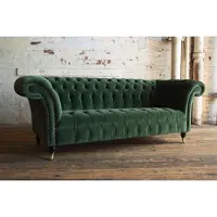 AEA classique Chesterfield design canapé 4 places canapé velours cuir big vert nouveau