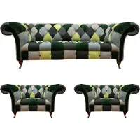 AEA Salon Chesterfield Canapé trois places Canapé 2x fauteuils Aménagement Nouveau