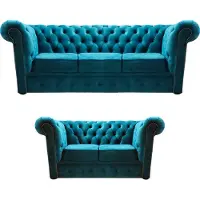 AEA Salon Set 2x Canapés Ensemble de canapés Moderne Textile Chesterfield Aménagement Nouveau