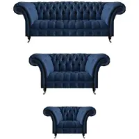 AEA Ensemble Chesterfield bleu foncé salon 3 places 2 places