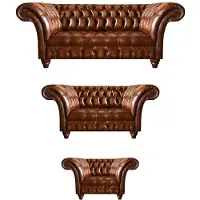 AEA Ensemble Chesterfield de haute qualité Ensemble de canapés 2x canapés rembourrés Fauteuil
