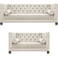 AEA Salon Blanc Chesterfield Canapés 3 places + 2 places Canapé Garniture 3+2
