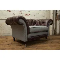 AEA Fauteuil 1 place Relax Coussin TV Chesterfield Textile Canapé Marron Nouveau