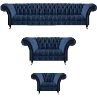 AEA Canapés Chesterfield bleu foncé Ensemble de canapés modernes quatre places Fauteuil