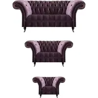 AEA Chic Chesterfield Lila Ensemble de canapés 3 places 2 places Fauteuil