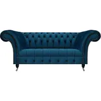 AEA Chesterfield bleu foncé Canapé rembourré Designer Salon Textile Canapé