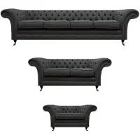 AEA Schwarze Chesterfield Sofagarnitur Designer Viersitzer Polster 2-Sitzer