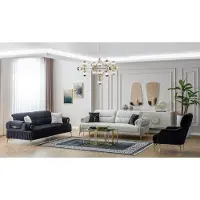 AEA Exklusive Sofagarnitur Edelstahl Couchen Moderne Stoffsofas 3tlg Set