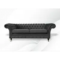 AEA Chesterfield 3 Sitzer Sofa Dreisitzer Grau Wohnzimmer Textil Modern Couchen
