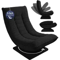 Casaria Fauteuil tout confort pivotant 360 degrés velours côtelé noir