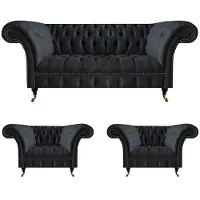 AEA Exklusives Chesterfield Set Moderne Sofagarnitur Designer 3-Sitzer Sessel