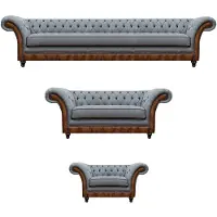 AEA Grau-Braune Chesterfield Polstercouchen Designer Sofagarnitur 3tlg Set