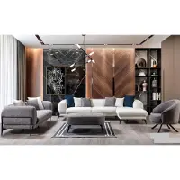 AEA Moderne Couchgarnitur Ecksofa L-Form Sofas Dreisitzer Sessel Stoffmöbel