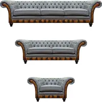 AEA Chesterfield gris clair Meubles rembourrés Salon Canapé Ensemble noble