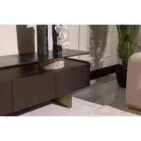 AEA Salon Garniture Canapé Fauteuil Marron Tissu Tables basses Set 5pcs RTV