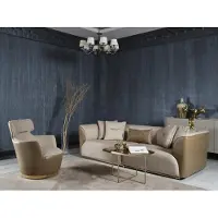 Xl Moebel Gmbh Ensemble de canapés Trois places Fauteuil Canapé en tissu Beige Canapé rembourré Set