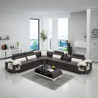 AEA Ledersofa Sofa Couch Polster Wohnlandschaft Designer Ledersofa L-Form Garnitur