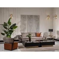 Xl Moebel Gmbh Ensemble de canapés 3 places Fauteuil Tables basses Set 6pcs Gris Salon