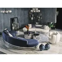 AEA Komplette Couchgarnitur Stoffsofa Polstersofa Couch Blau Set Sofa 3tlg