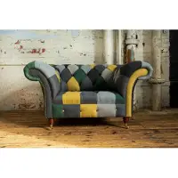AEA Chesterfield Textile Canapé 1,5 places Designer Canapé Tissu Rembourrage Textile