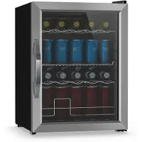 Klarstein Réfrigérateur Pour Boisson 60L - Porte Vitrée Double, LED, 0-13°C, 3 Étagères Amovibles, Mini Frigo Boissons, Température Réglable, Design Compact