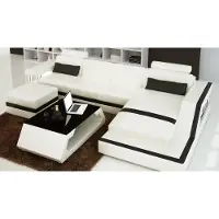 AEA Ledersofa Ecksofa L-Form Couchtisch Hocker Wohnlandschaft Modernes Sofa 3tlg