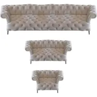 AEA Sofagarnitur 3tlg Couch Sofas Polster Leder Garnitur Polstermöbel Chesterfield