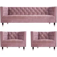 AEA Sofa Couch Set 3tlg Sofagarnitur Rosa Design Möbel Wohnzimmer Chesterfield