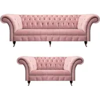 AEA Sofagarnitur 2tlg Rosa Komplett Chesterfield Wohnzimmer 2x Sofas Einrichtung