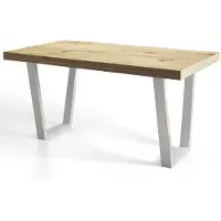 Alpi Möbel Table de Salle à Manger 160x90 cm, Table Cuisine avec des Pieds Métalliques Robustes, Collection Loft Trapez, Artisan