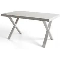 Alpi Möbel Table de Salle à Manger 160x260 cm, Table Extensible avec des Pieds Métalliques Robustes, Collection Loft X, Blanc